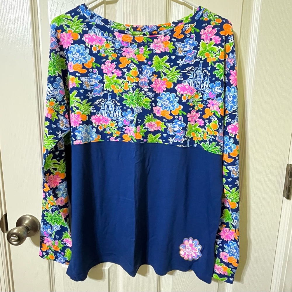 Lilly Pulitzer x Disney Finn Long Sleeve Top Aegean Navy Lilly Loves Disney NWT